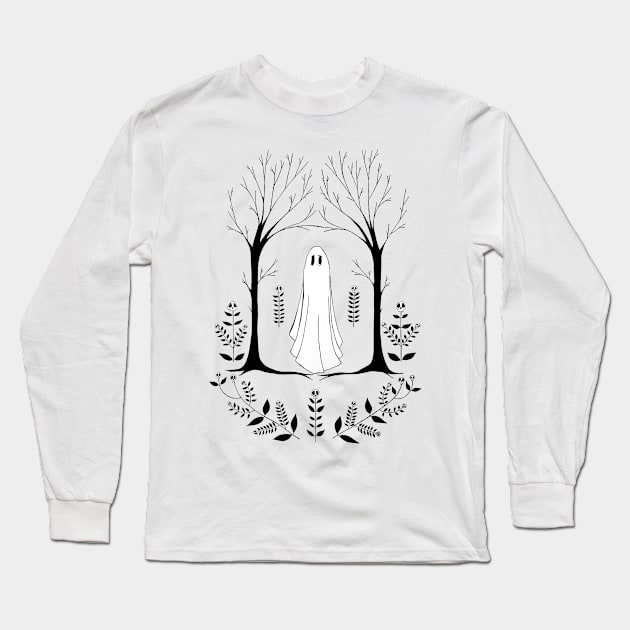 Ghostly Pattern Long Sleeve T-Shirt by bridgetrolljess